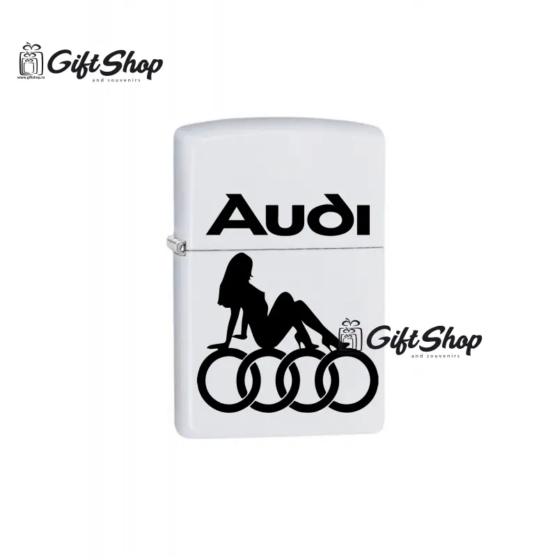 Audi, bricheta metalica gravata laser cu mesajv